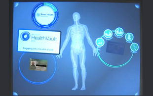 screen shot of the Microsoft Surface showing an ID card logging in on a touch screen