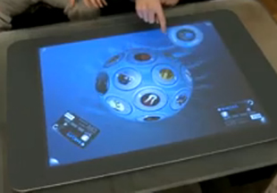 screen shot of the Microsoft Surface being used to display banking services