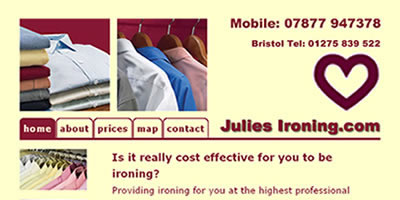 screen shot of julies ironing  website 